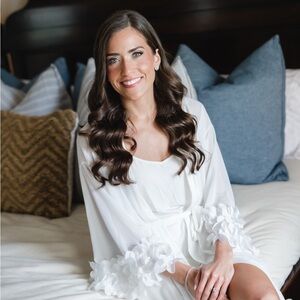 Elegant White Robe with Floral Accents